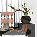Modern Decorative Ornament Set with Magnolia Flowers Ceramic Pot Moon Decoration Photo Frame and Books