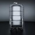 Large Silver Industrial Storage Tank With Metal Ladder And Stable Base