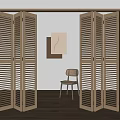 Modern Wooden Folding Doors with Louvered Design as Room Divider in Bright Interior Space