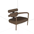 Modern Leisure Chair With Wooden Armrests And Brown Padded Seat
