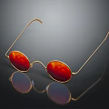 Trendy Gold Frame Sunglasses With Red Lenses For Fashion Accessory Look