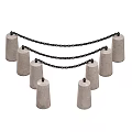 Ornamental Stone Pillars Connected With Black Chains For Decorative Setup 3d model