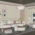 Modern Cream Style Living Room Cream Style Sofa Coffee Table Combination Three-Seater Sofa Lazy Sofa Cream Style Coffee Table Cream Style Floor Lamp Cream Style Chandelier 3d model