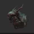 3D Armored Insect Creature Character With Horned Head And Muscular Body
