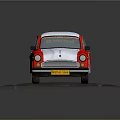 Vintage Red And White Taxi Car With Side View Taxi Logo On Road Surface