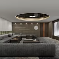 Modern Home Theater Interior With Large Screen Comfortable Sofa And Ambient Lighting 3d model