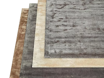 Three Stacked Square Rugs With Various Colors And Textures 3d model