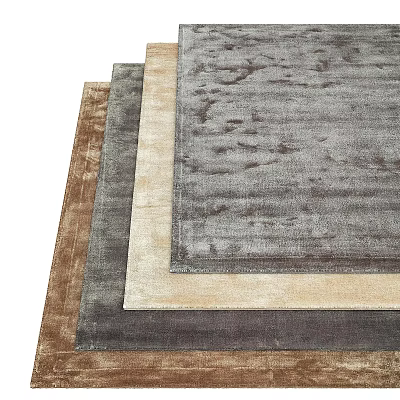 Three Stacked Square Rugs With Various Colors And Textures 3d model