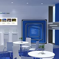 Nationstar Modern Exhibition Booth With White And Blue Design Reception Desk And Display Area