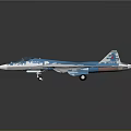 Blue And White Camouflage Military Fighter Jet Model With Red Star Emblems