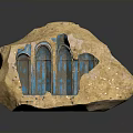 Intricate Stone Carved Blue Architectural Structure With Arched Interior Design