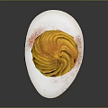 Realistic Snail Figurine With Yellow Spiral Shell And Red Powder On White Base