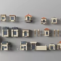 European Style Architecture 3D Models With Different Roofs Windows And Columns 3d model