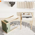 Green White Wooden Entryway Console Table And Side Cabinet With Drawer Pine Cone Decor