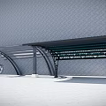 Outdoor Metal Canopy With Curved Support Columns And Transparent Roof Design
