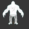 Giant Ape Creature With Gray White Fur And Black Muscular Body