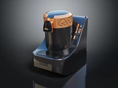 Modern Automatic Coffee Machine With Black And Gold Finish And Sleek Design 3d model