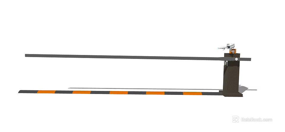 Automatic Public Facility Barrier Gate With Black Crossbar And Orange Stripes 3d model