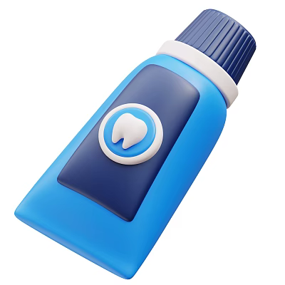 Blue Oral Care Bottle With White Tooth Icon And Blue Cap Design 3d model