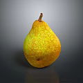 Ripe Yellow Pear With Green Spots On Dark Reflective Surface 3d model