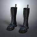 Stylish Black Tall Lace Up Boots With Chunky Treaded Sole Design