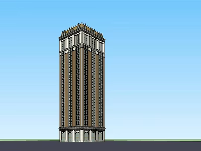 Tall Classical Modern Tower With Decorative Top And Stone Base Design 3d model