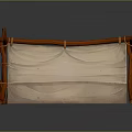 Primitive Tent Structure With Horn Shaped Wooden Poles And Canvas Covering