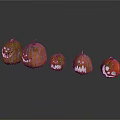 Colorful Decorative Pumpkins With Smiley Faces In Various Sizes For Home Use