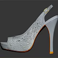 Women's Open Toe High Heel Shoes in White with Red Heel and Lace Pattern Design