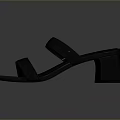 Black Leather Sandals with Double Strap Design and Block Heel for Daily Use