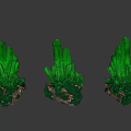 Green Shiny Crystal Cluster Decorative Set With Natural Stone Base