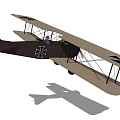 Vintage Biplane With Black Cross Markings On Wings And Propeller