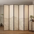Chinese-style screen partition grid lattice mobile screen art partition 3d model