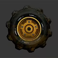 LAMPS Off Road Tire With Orange Rim Tread Pattern And Bolts