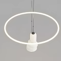 Modern Minimalist Pendant Light With Circular Illuminated Ring And White Cylindrical Base