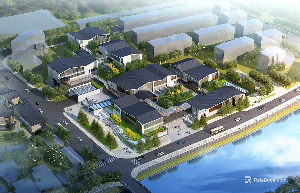 Aerial View Urban Planning Design With Modern Buildings Green Spaces And Roads 3d model 