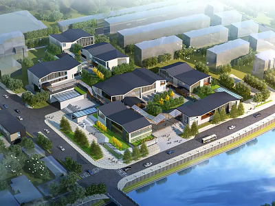 Aerial View Urban Planning Design With Modern Buildings Green Spaces And Roads 3d model
