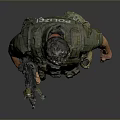 Game Movie Character Male Standing in Green Tactical Gear Holding Rifle