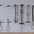 Modern Black Shower Systems Including Rain Heads Handheld Sprayers and Columns 3d model