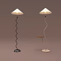 Contemporary Curved Floor Lamps With Conical Shade Black And Light Pole And Wooden Tray