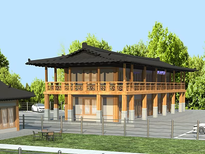 Korean-style ancient architecture 3d model
