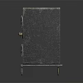 Vintage Safe with Gold Accents Lock on Door and Wheels Dark Finish Classic Design