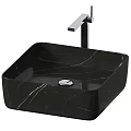 Modern Square White Marble Washbasin With Silver Faucet And Countertop Design