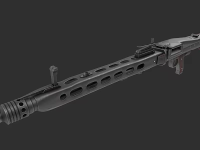 Black Tactical Rifle With Multiple Holes Design And Scope Attachment 3d model