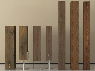 Wooden Components With Different Colors Textures And Heights Supported By Metal Brackets 3d model