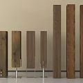 Wooden Components With Different Colors Textures And Heights Supported By Metal Brackets