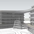 Modern Curved Glass Facade Multi Storey Office Building With Open Plaza Area