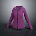 Fashionable Purple Long Sleeve Coat With Button Front And Collared Design