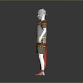 Roman Soldier Armor and Shield Set with Red Surface and Golden Wing Patterns 3d model