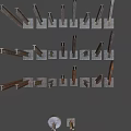 Rusty Metal Piles As Defensive Weapons With Concrete Bases Standing And Slanting